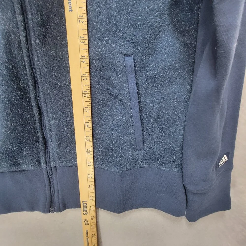 Adidas Fleece Jacket Womens M Blue Golf Full Zip Casual Sporty‎ Logo Long Sleeve